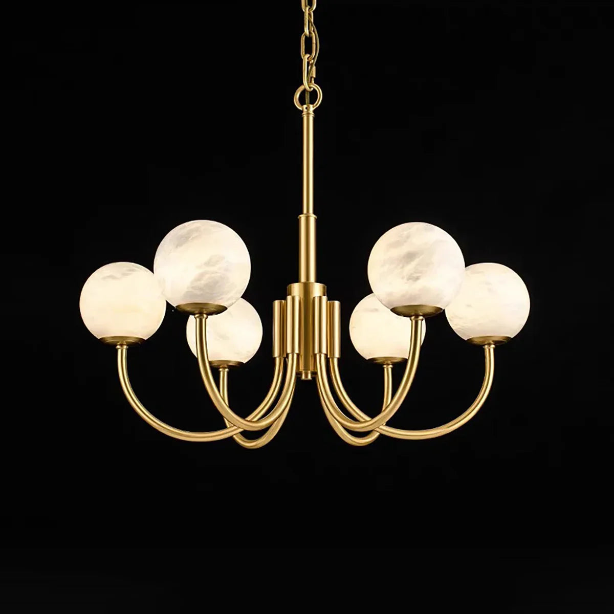 Spherical Alabaster Multi Head Chandelier