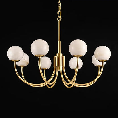 Spherical Alabaster Multi Head Chandelier