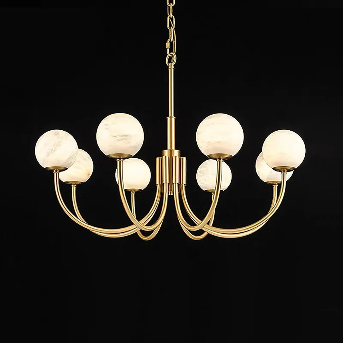 Spherical Alabaster Multi Head Chandelier