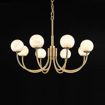 Spherical Alabaster Multi Head Chandelier