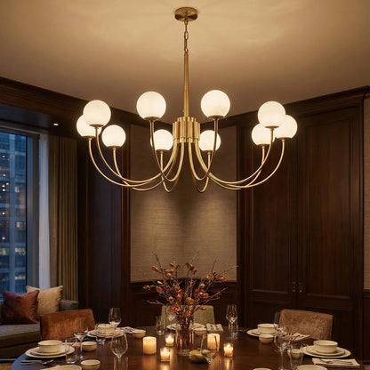Spherical Alabaster Multi Head Chandelier