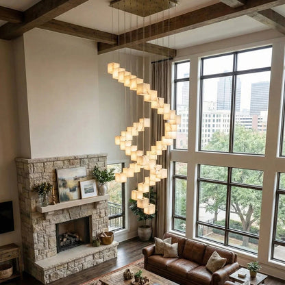 Square Alabaster Box Chandelier