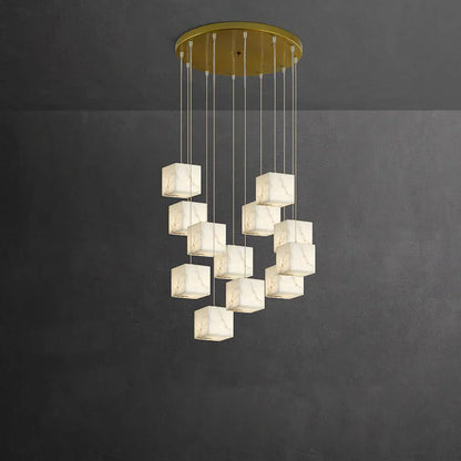 Square Alabaster Box Chandelier