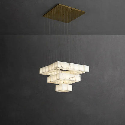 Square Alabaster Box Chandelier