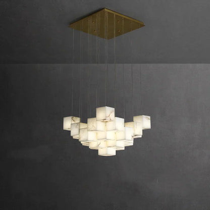 Square Alabaster Box Chandelier