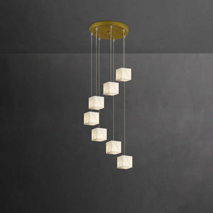 Square Alabaster Box Chandelier