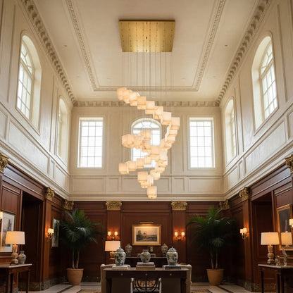 Square Alabaster Box Chandelier