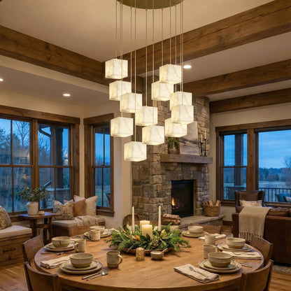 Square Alabaster Box Chandelier