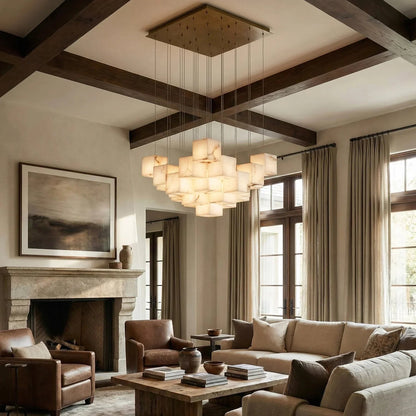 Square Alabaster Box Chandelier