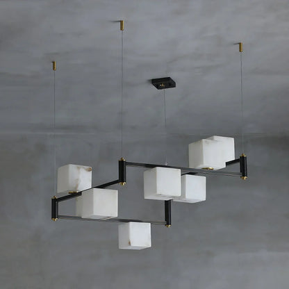 Square Alabaster Box Chandelier
