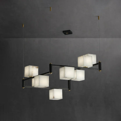 Square Alabaster Box Chandelier
