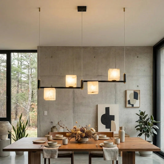 Square Alabaster Box Chandelier
