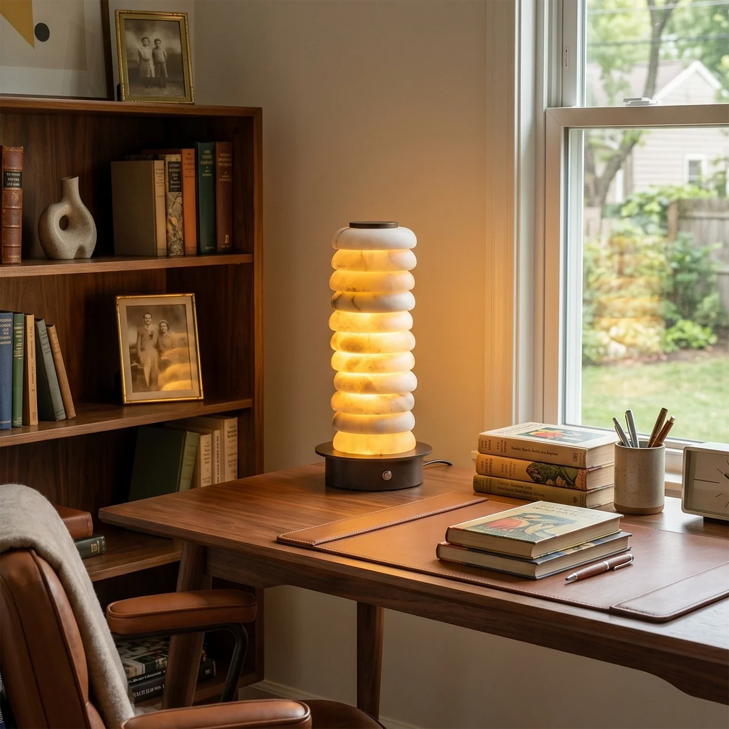 Multi-Tiered Alabaster Table Lamp