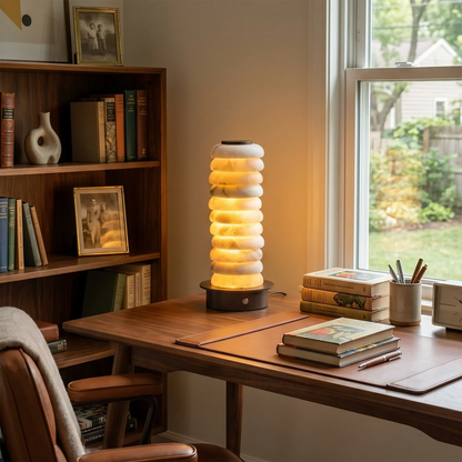 Multi-Tiered Alabaster Table Lamp