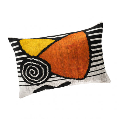 Symphony Silk Velvet Ikat Throw Pillow Cover, 16 X 24