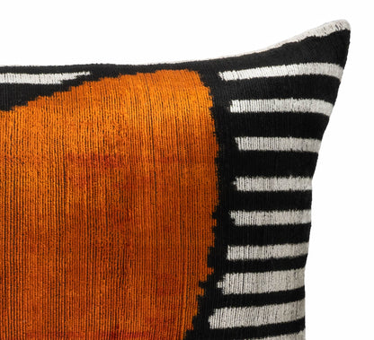 Symphony Silk Velvet Ikat Throw Pillow Cover, 16 X 24