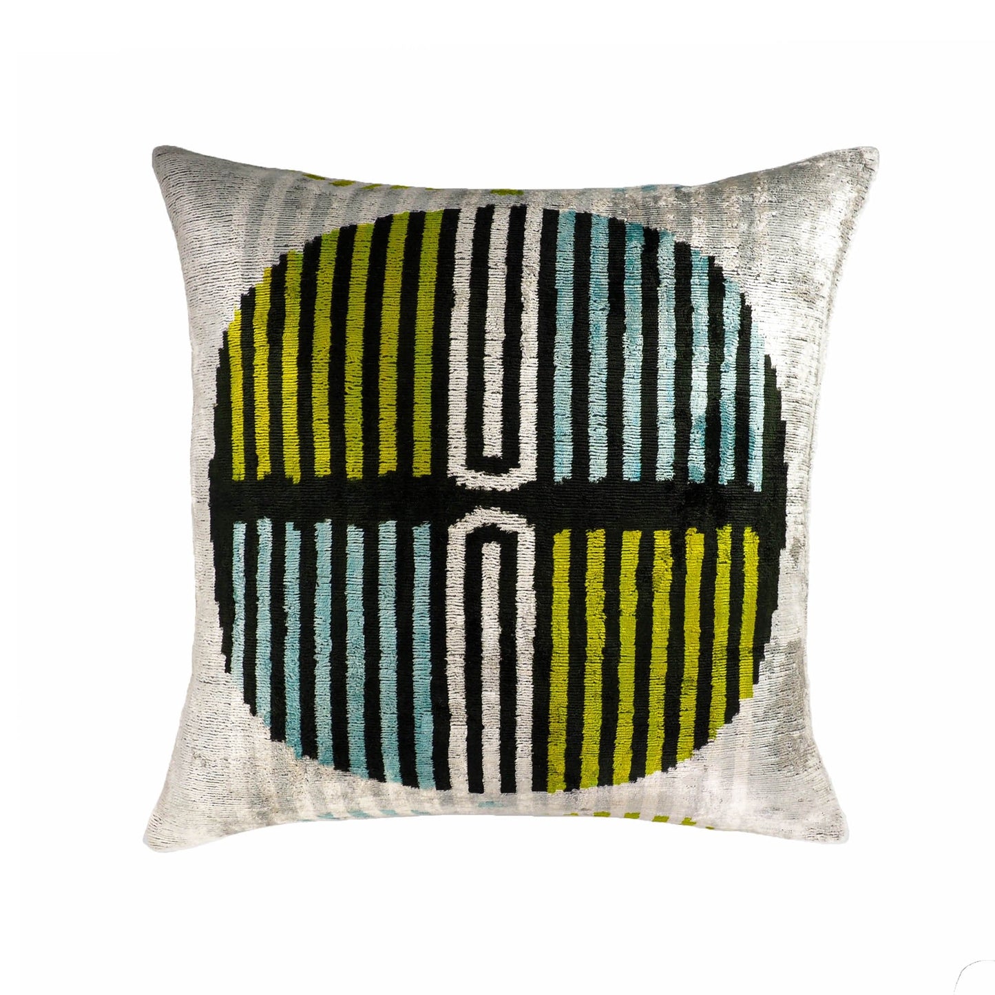 Tamga Silk Velvet Ikat Throw Pillow Cover, 20 X 20