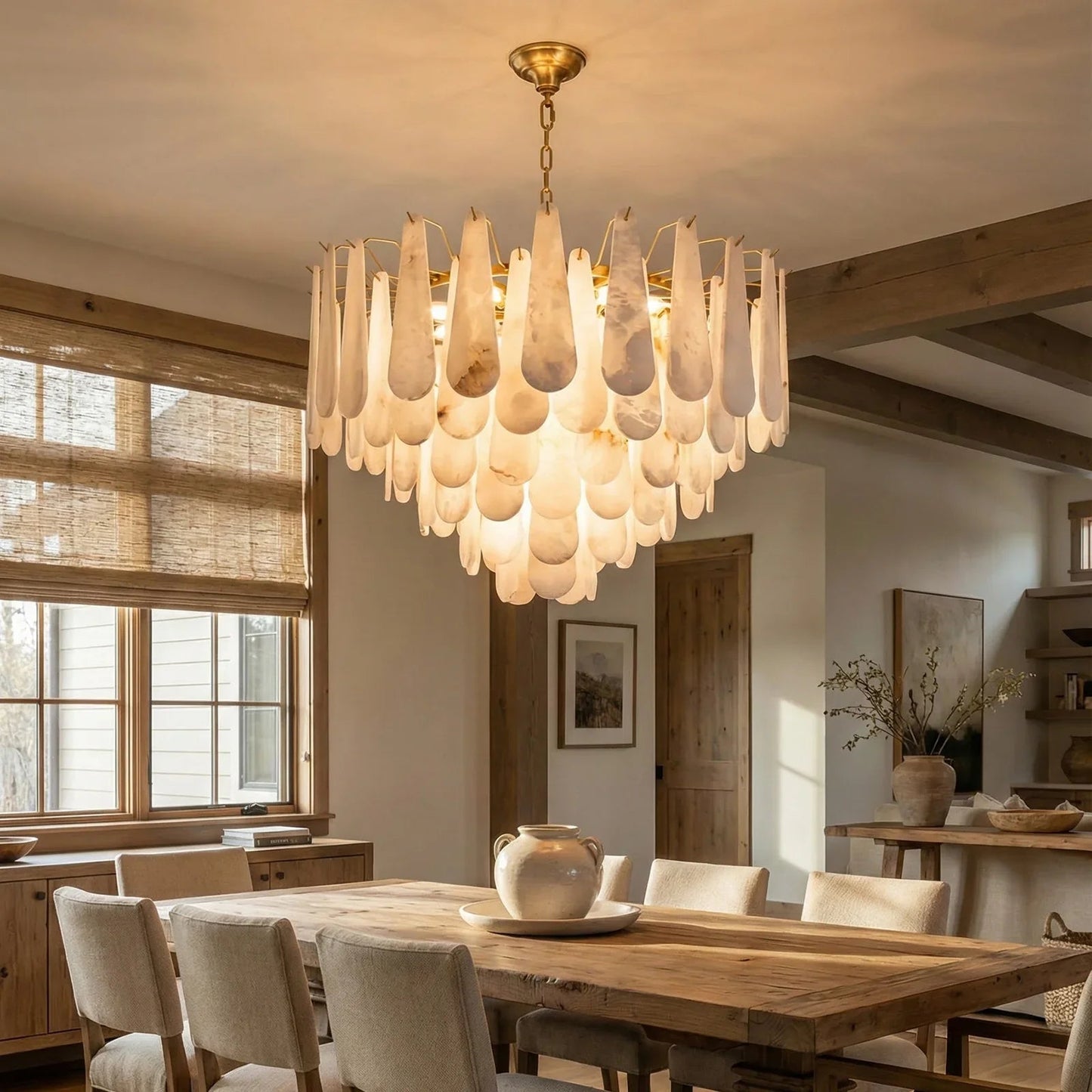 Teardrop Shaped Alabaster Chandelier