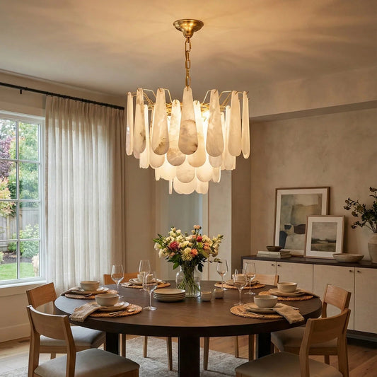 Teardrop Shaped Alabaster Chandelier