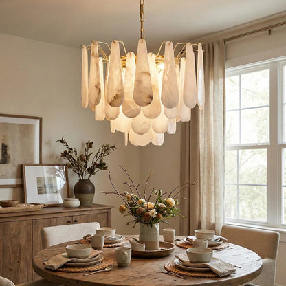 Teardrop Shaped Alabaster Chandelier