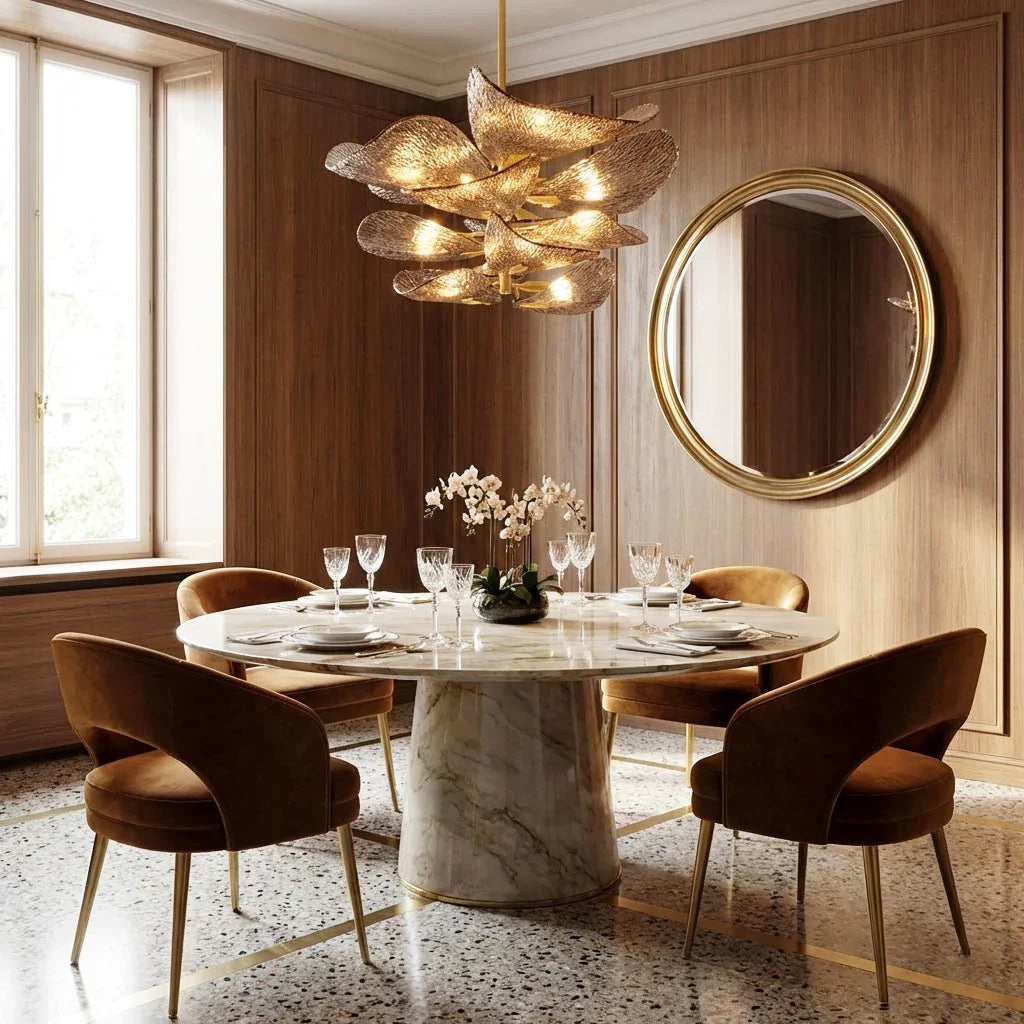 Textured Glass Leaf Chandelier