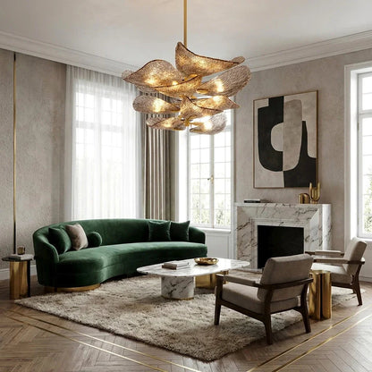 Textured Glass Leaf Chandelier