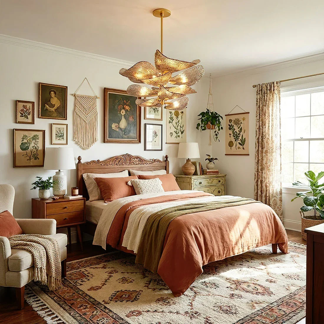 Textured Glass Leaf Chandelier