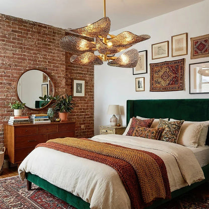 Textured Glass Leaf Chandelier