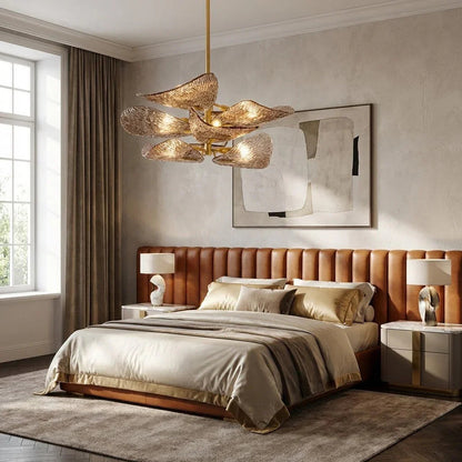 Textured Glass Leaf Chandelier