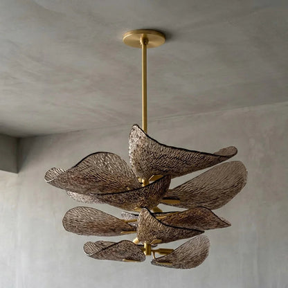 Textured Glass Leaf Chandelier