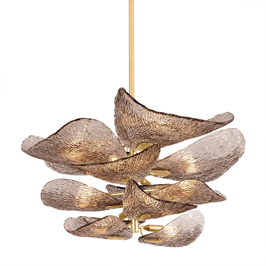 Textured Glass Leaf Chandelier