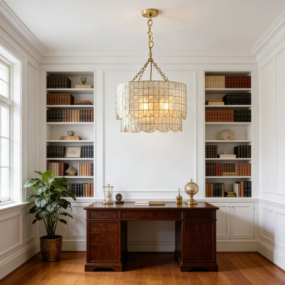 Tiered Capiz Wavecrest Chandelier