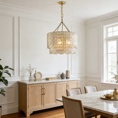 Tiered Capiz Wavecrest Chandelier