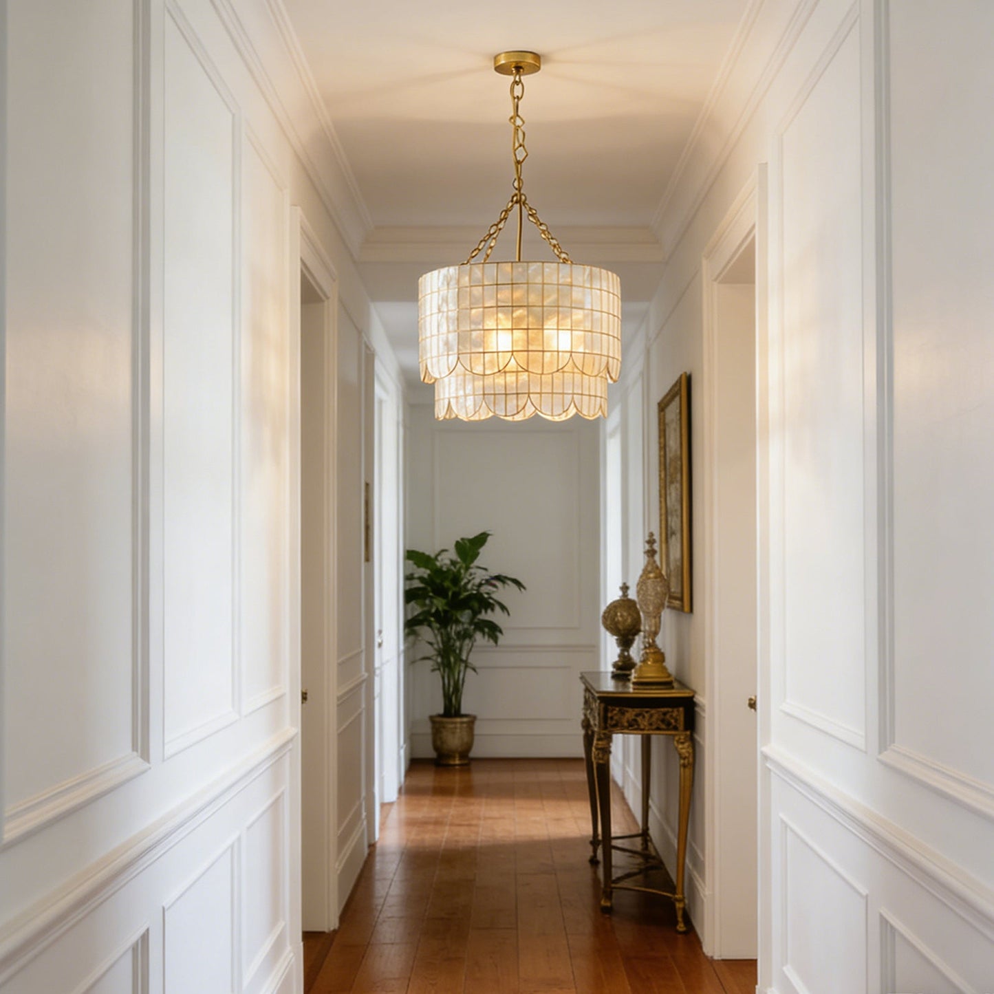 Tiered Capiz Wavecrest Chandelier