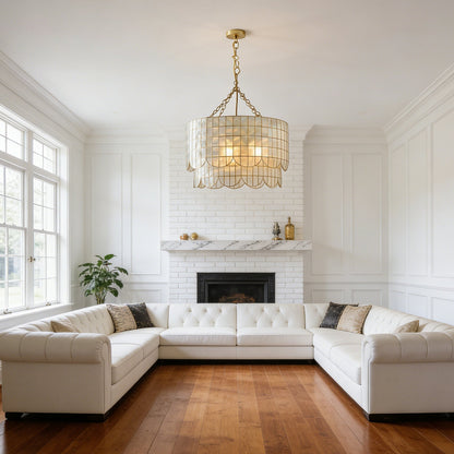 Tiered Capiz Wavecrest Chandelier