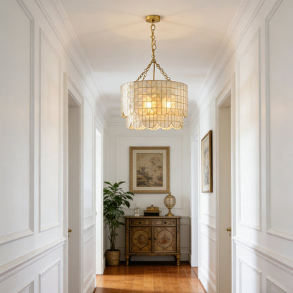Tiered Capiz Wavecrest Chandelier