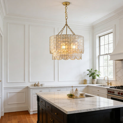 Tiered Capiz Wavecrest Chandelier