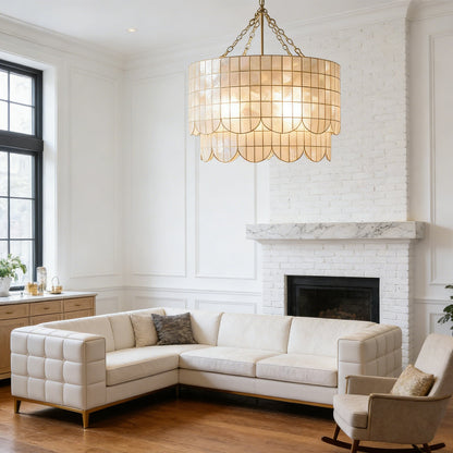 Tiered Capiz Wavecrest Chandelier