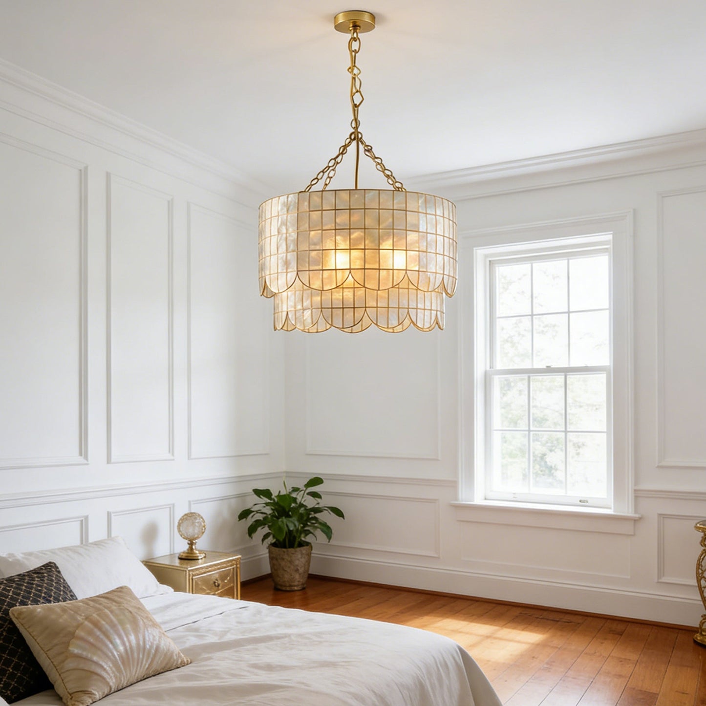 Tiered Capiz Wavecrest Chandelier