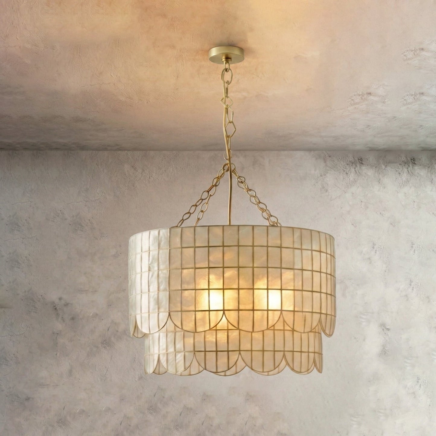 Tiered Capiz Wavecrest Chandelier