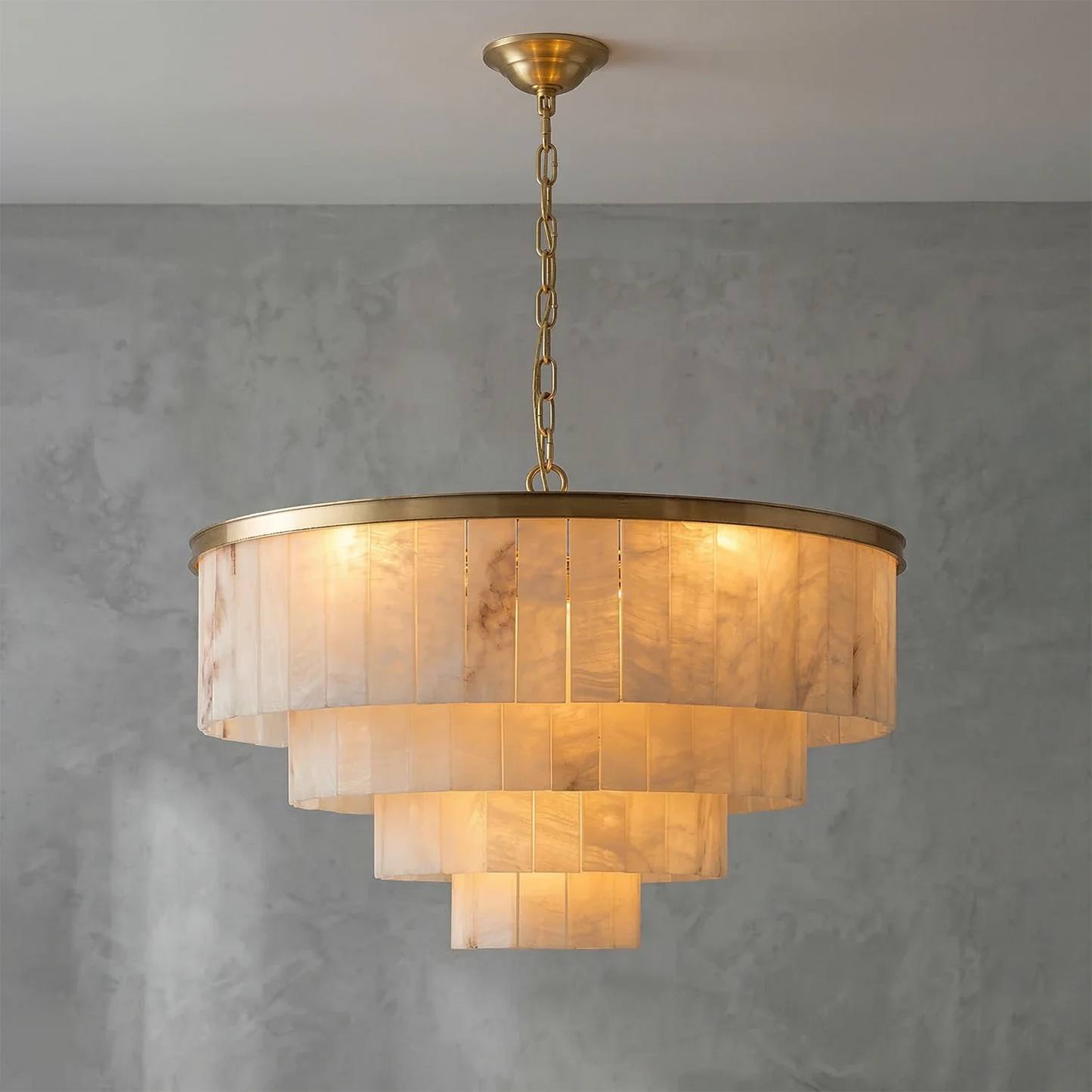 Tiered Natural Alabaster Chandelier