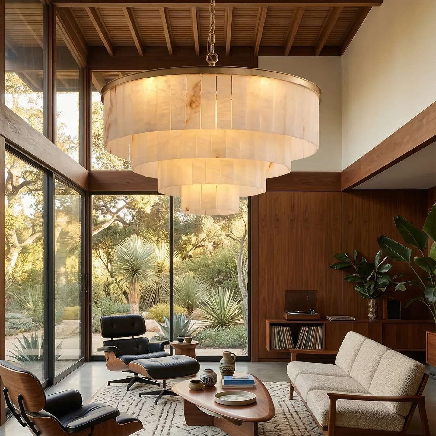 Tiered Natural Alabaster Chandelier