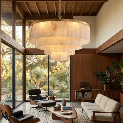 Tiered Natural Alabaster Chandelier