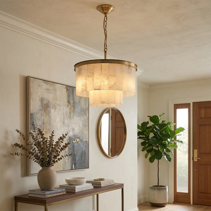 Tiered Natural Alabaster Chandelier