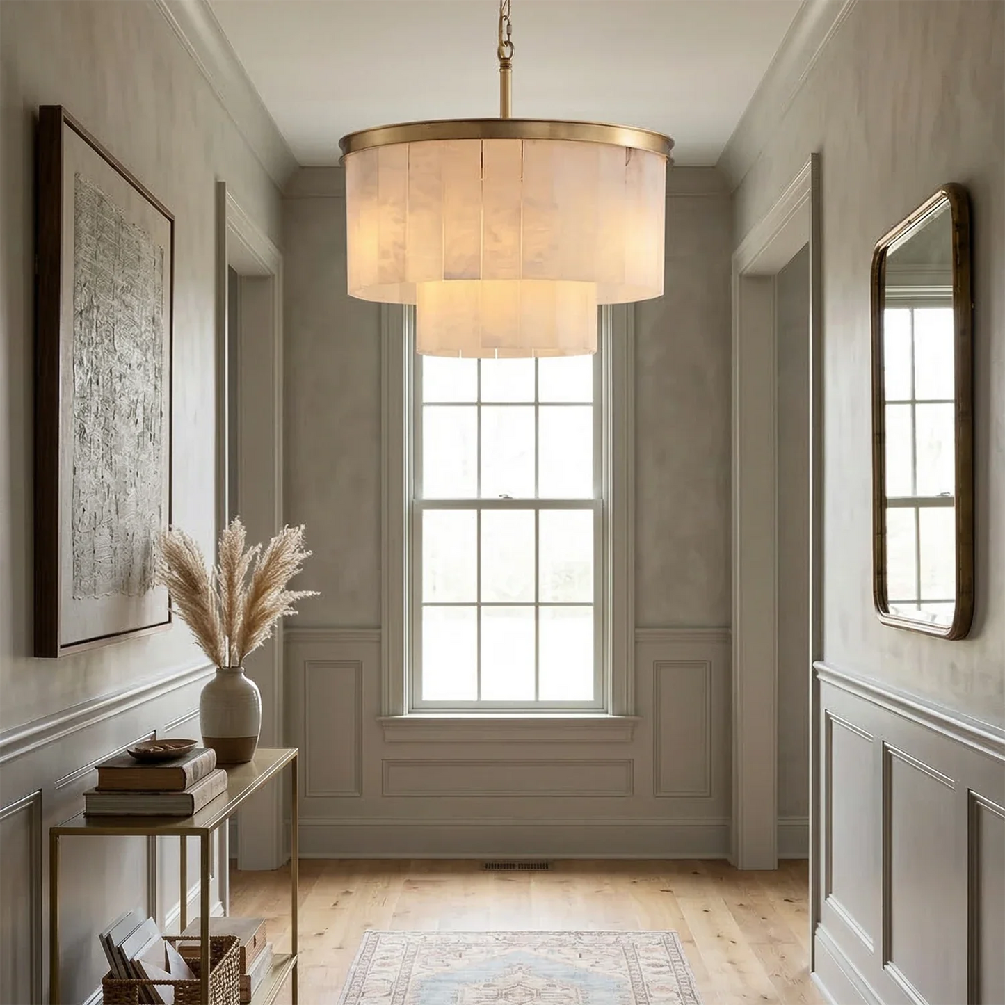 Tiered Natural Alabaster Chandelier