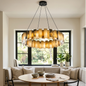 Tobacco-Hued Alabaster Chandelier