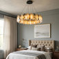 Tobacco-Hued Alabaster Chandelier