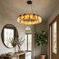 Tobacco-Hued Alabaster Chandelier