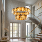 Tobacco-Hued Alabaster Chandelier
