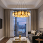 Tobacco-Hued Alabaster Chandelier